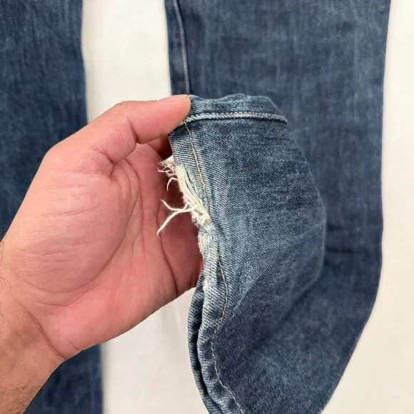 Levis 501 Jeans Mens 34x36 (32x33) Blue Original Button Fly Straight Leg Whisker - Picture 12 of 16